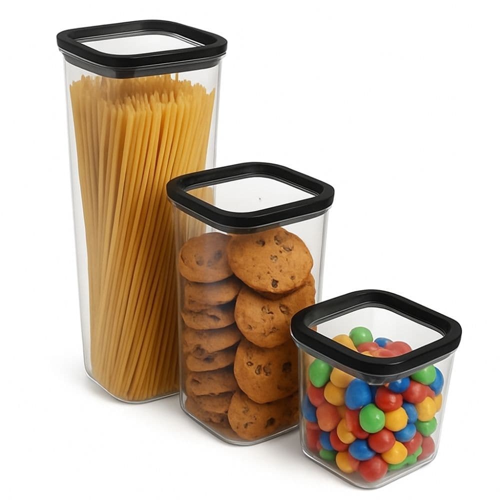 Kit Potes Herméticos Quadrados com Tampa de Vedação Conjunto Plástico Organizador Cozinha Geladeira