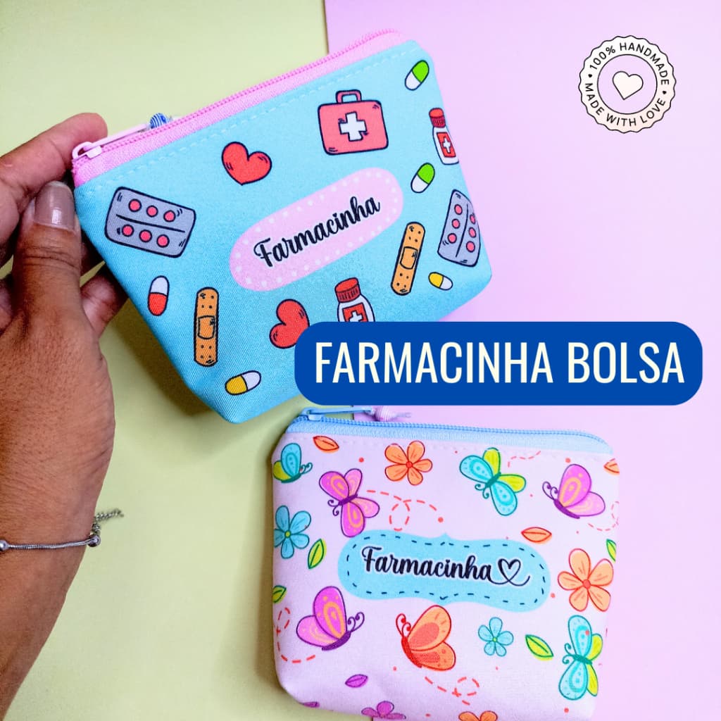 Necessarie Farmacinha Porta Remédio, absorvente, levar na bolsa - Estampada com Forro