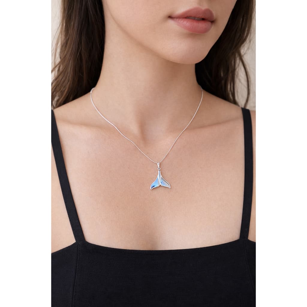 Colar Feminino Prata Pingente Cauda de Sereia Delicado Minimalista