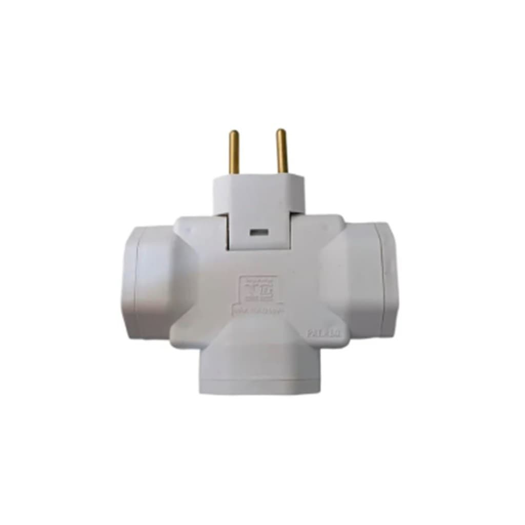 Adaptador de Tomada Móvel Articulado 2 Polos NBR Inmetro Tomada Multiplicador Flexível
