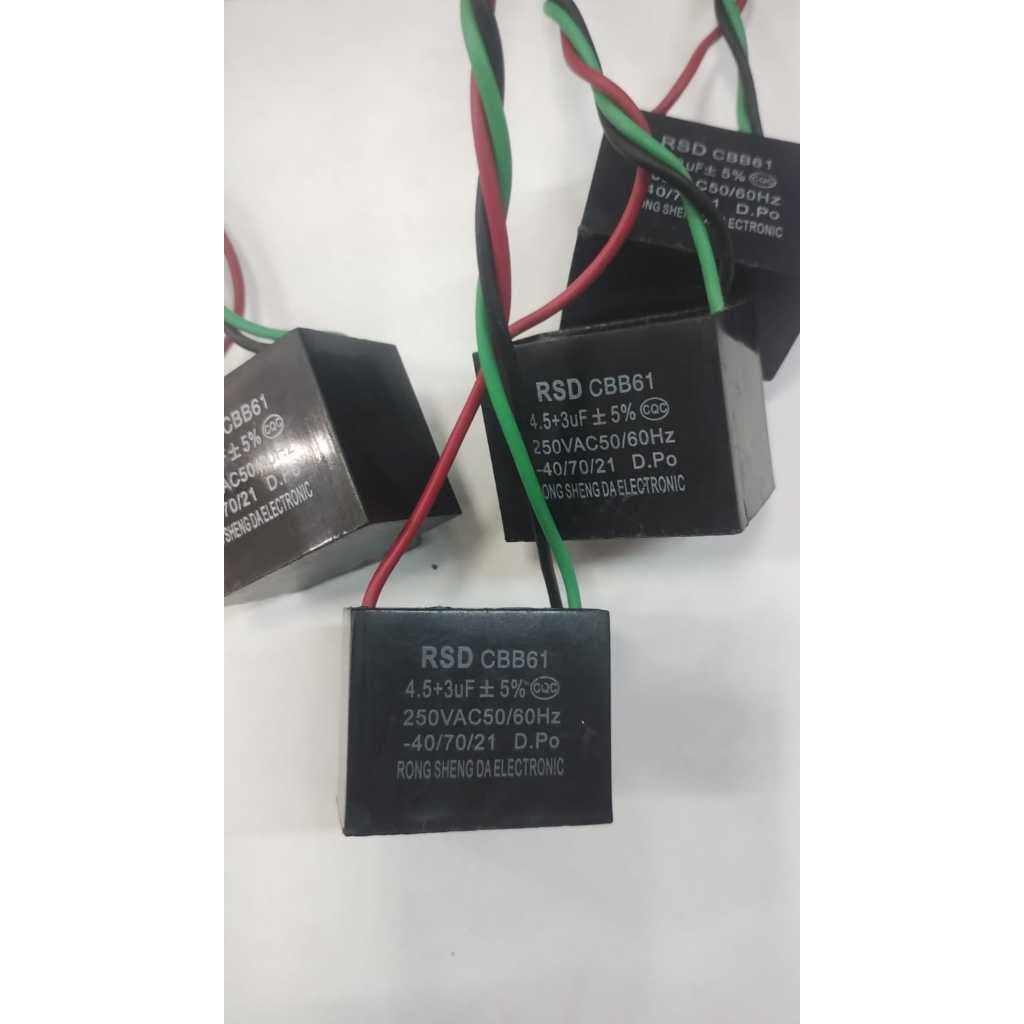 kit de Capacitor Partida 3 Fios 4,5uf + 3uf - 250v (4 unidades)