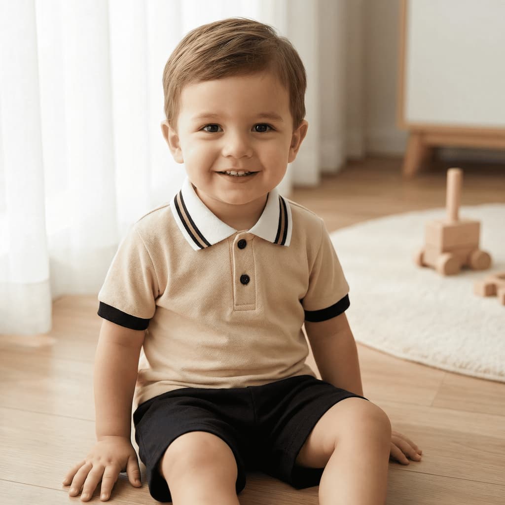 Conjunto De Roupas Para Bebês Meninos , Camisa Polo De Manga Curta E Calças, Roupa Casual De Verão Crianças Pequenas