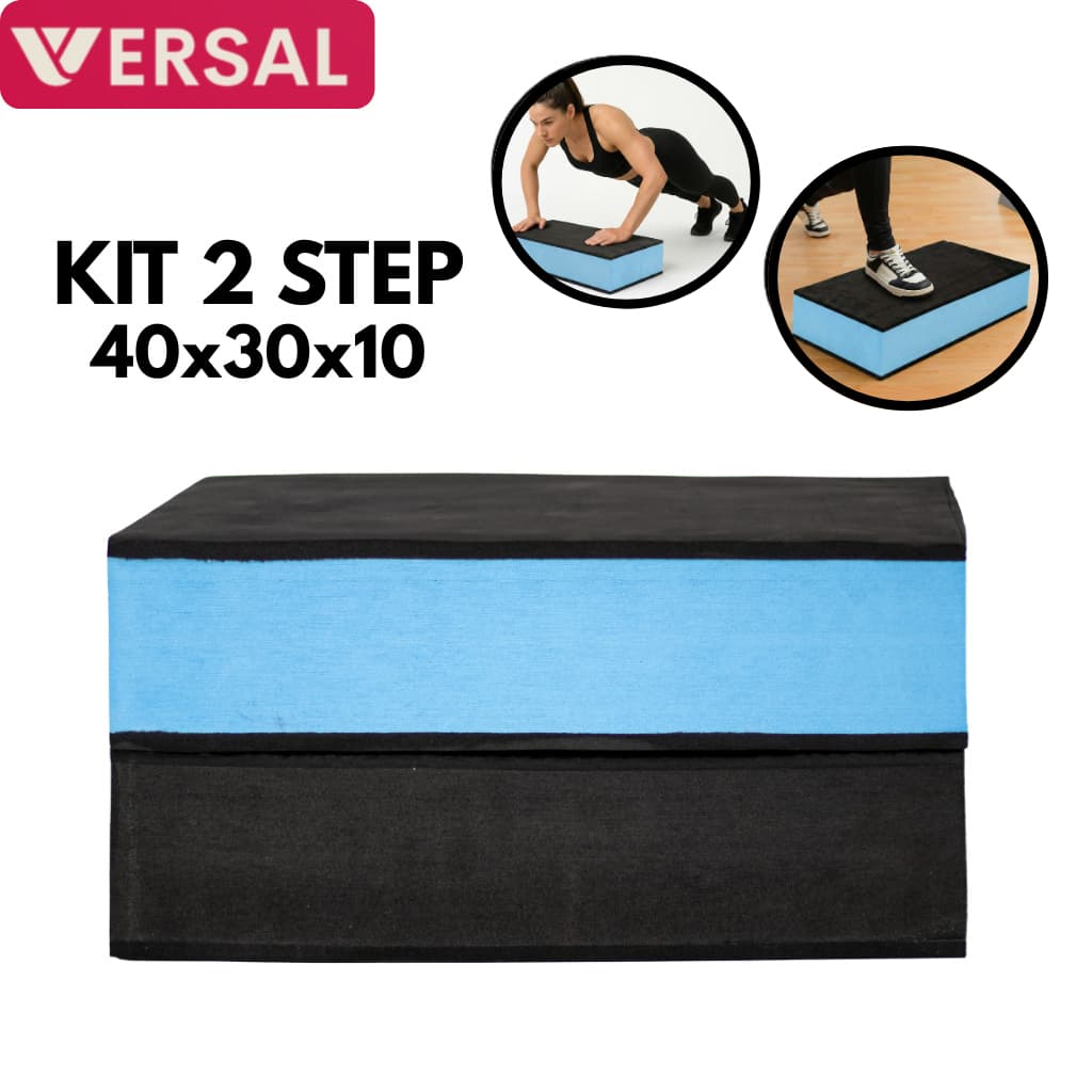 Kit 2 Step Academia 40x30x10 Plataforma Fitness Agachamento Glúteo Perna EVA