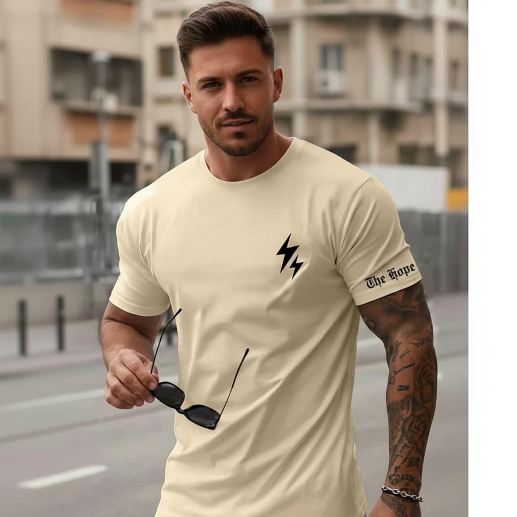 Camiseta Masculina 100% Algodão Fio 30 Estampa Raio Manga Camisa Varias Cores Envio Imediato