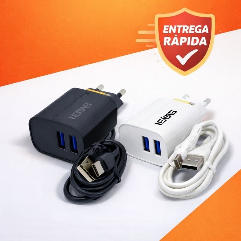 Carregador TIPO C Turbo TL 2 Portas USB + Cabo USB – Carregamento Rápido