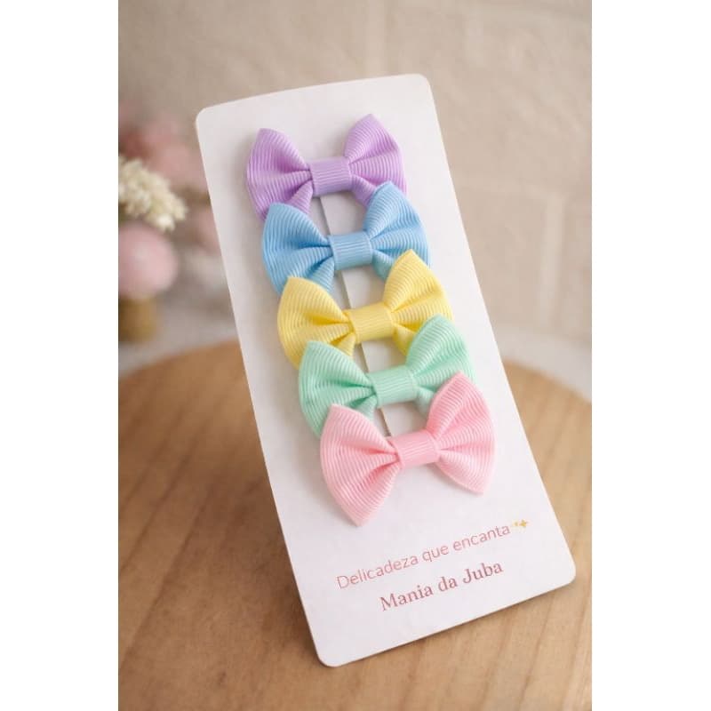 Mini Laços de Cabelo Bebê Menina Laco Infantil Bico de Pato kit 5 unidades