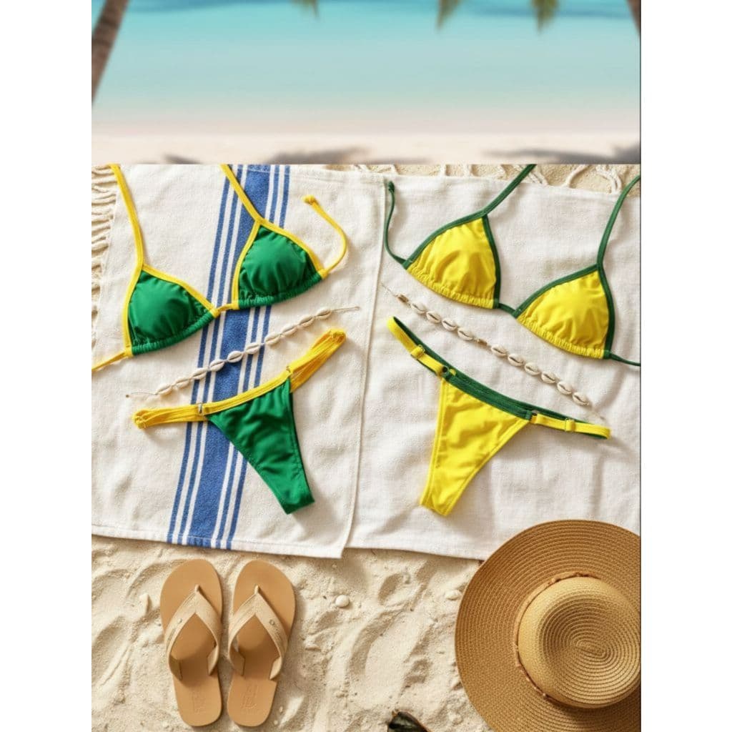 kit 2 Biquíni Brasil Feminino Cortininha com Tecido Suplex Resistente