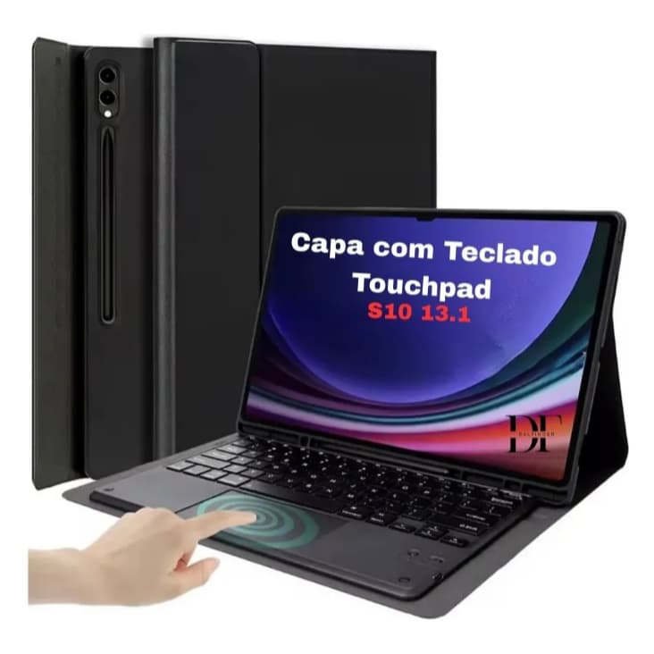 Capa + Teclado Bluetooth Touchpad P/tab Samsung S10 Fe+ 13.1 Preto