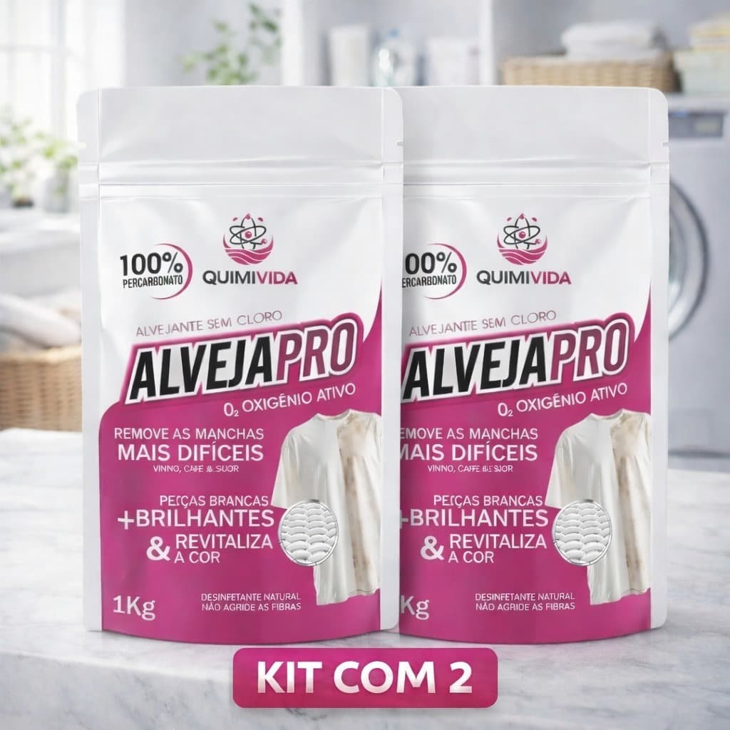 Kit 2 kg Percarbonato de Sódio Alvejapro Tira Manchas Roupas Brancas e Coloridas Sem Cloro