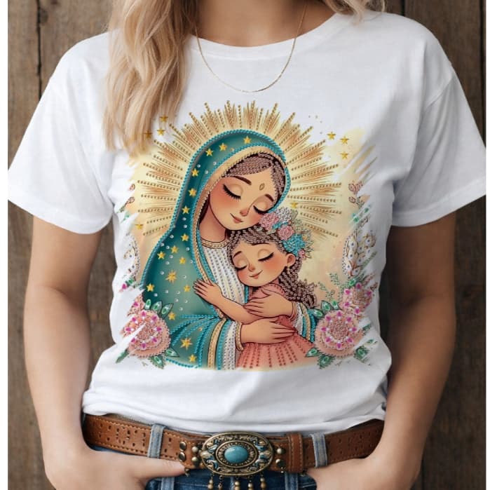 BLUSA camiseta feminina MÃE AMOROSA , t shirt cristã católica santa virgem Maria religiosa plus size