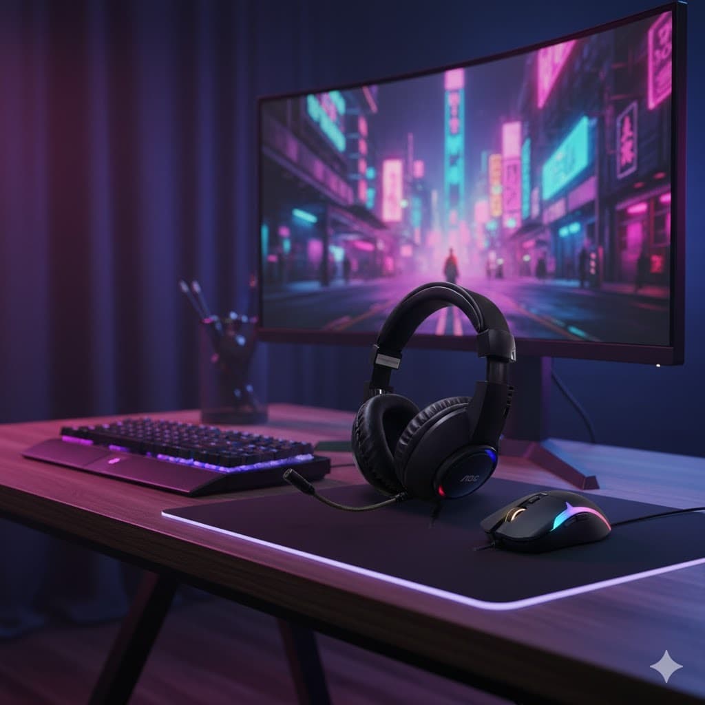 Fone Gamer com Microfone + Mouse Gamer 7200 DPI – Joga Online FPS e PC com Luzes
