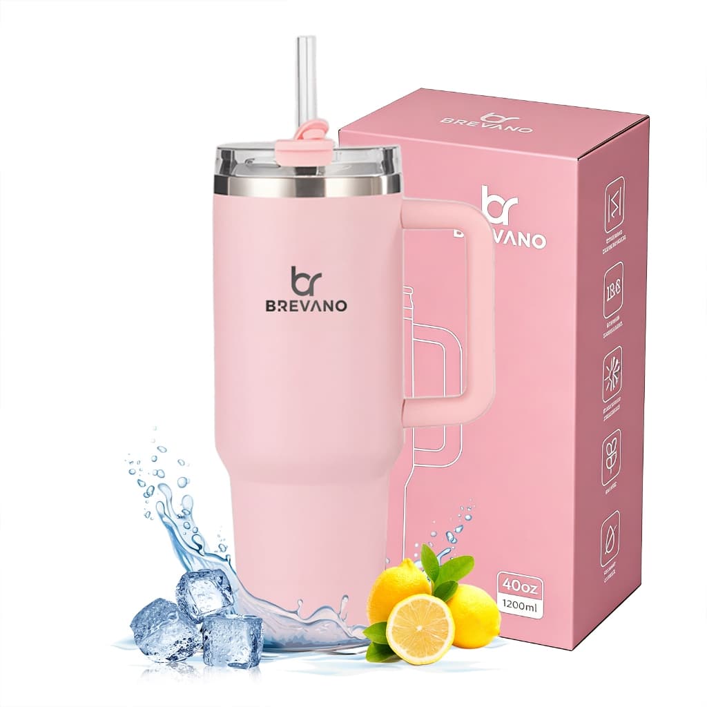 Copo Térmico de Aço Inoxidável 1200ml/1.2L com Tampa de Vedação e Canudo de Aço Inoxidável