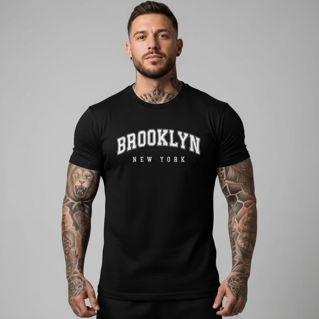 Camiseta Masculina Brooklyn New York Algodão Fio 30.1 Camisa Streetwear Casual Várias Cores