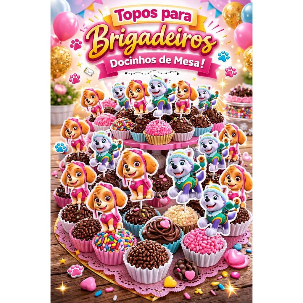 Tags Toppers P/ Docinho Doces Patrulha Canina Skye Everest