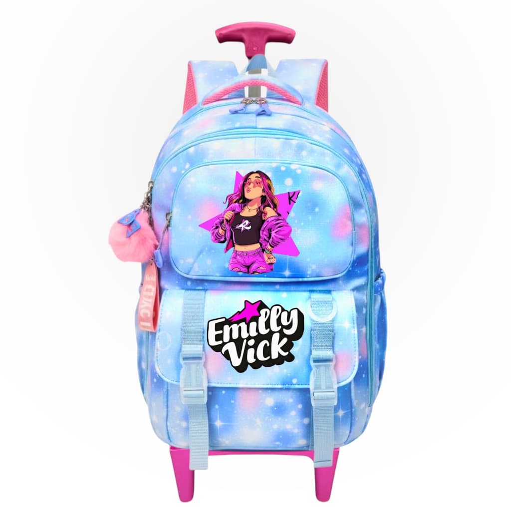 Mochila Escolar Emilly Vick Com Rodinhas Grande Impermeável