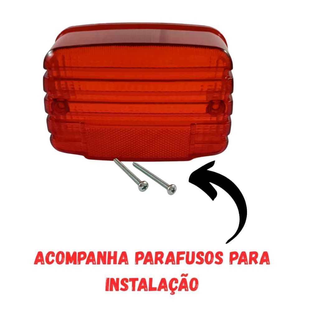 Lente Lanterna Freio Traseiro CG 1983 1984 1985 1986 1987 1988 1989 Vermelha + Parafusos  Moto Honda