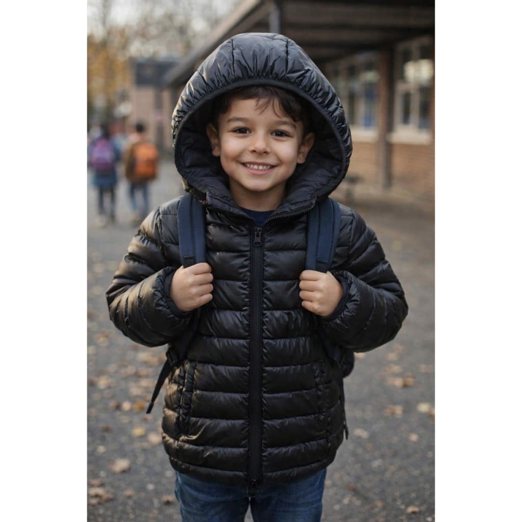 Blusa De Frio Infantil Bobojaco Puff Com Capuz Ajuste Manga Comprida Escolar Volta as Aulas