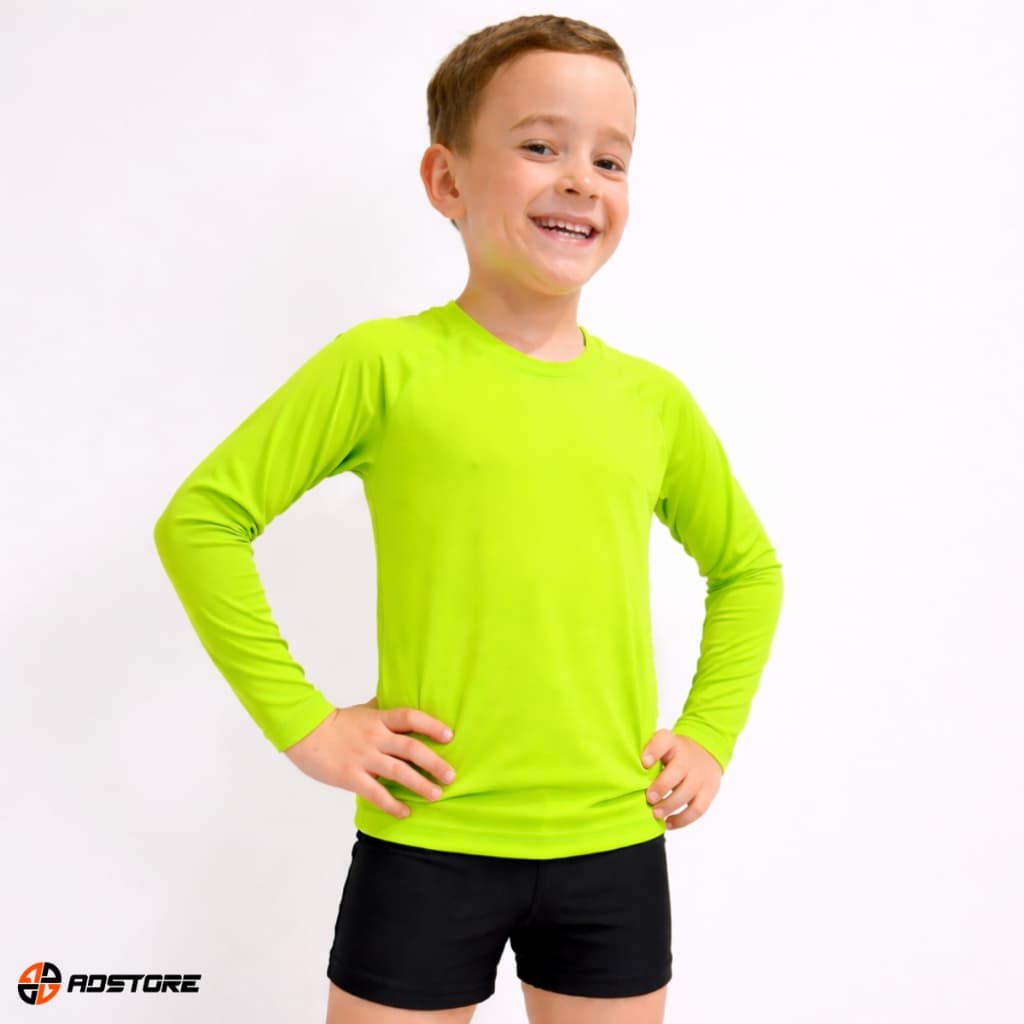 Conjunto Infantil Juvenil Moda Praia Menino Camisa Manga Longa e Sunga com Proteção UV50+