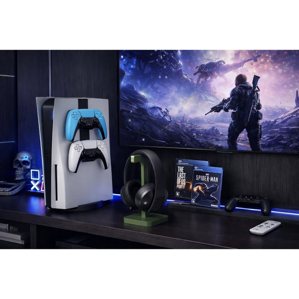 Suporte Duplo para Controle PS5 DualSense – Organizador de Mesa / Parede Gamer | Base Resistente