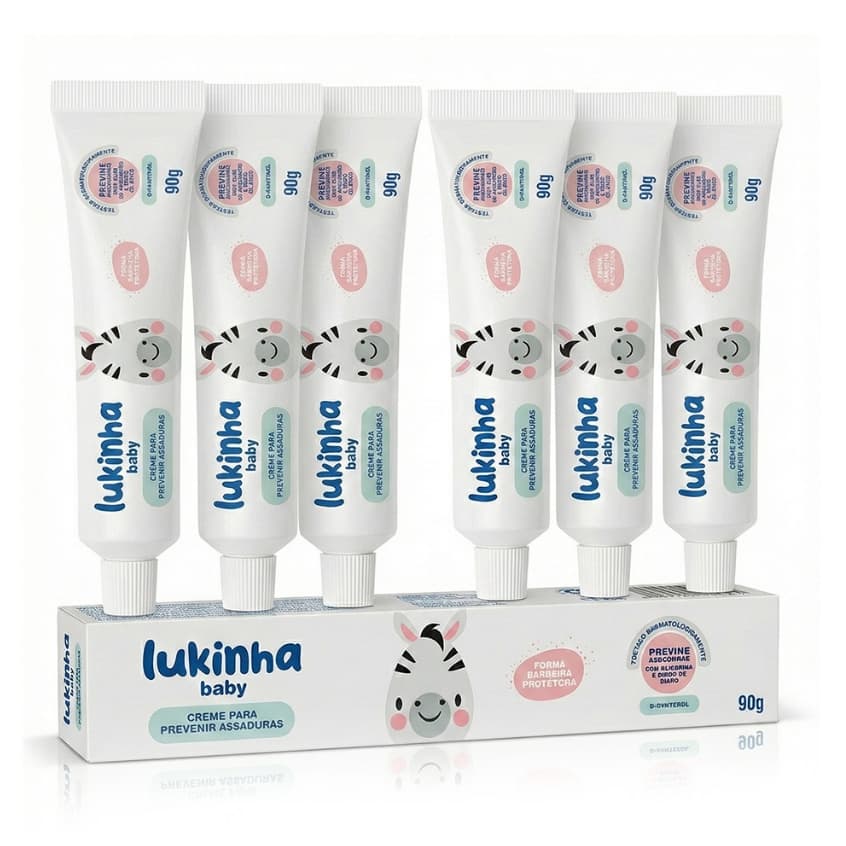 Kit 6 Cremes Pomadas Para Prevenir Assadura Lukinha Baby 90g