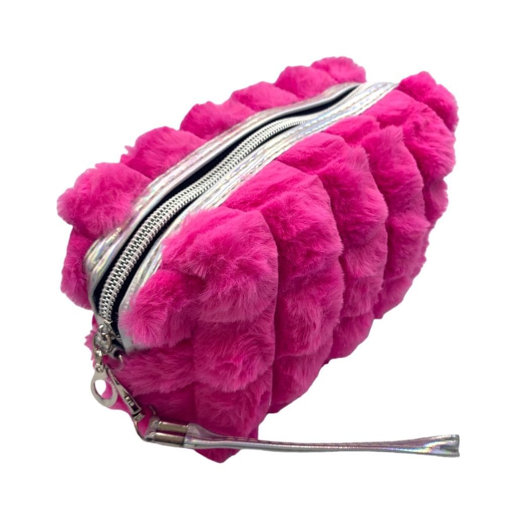 Necessaire Estojo Pelúcia Felpudo Escolar Maquiagem Pincéis Bolsa De Mão Fofinha Viagem Zíper
