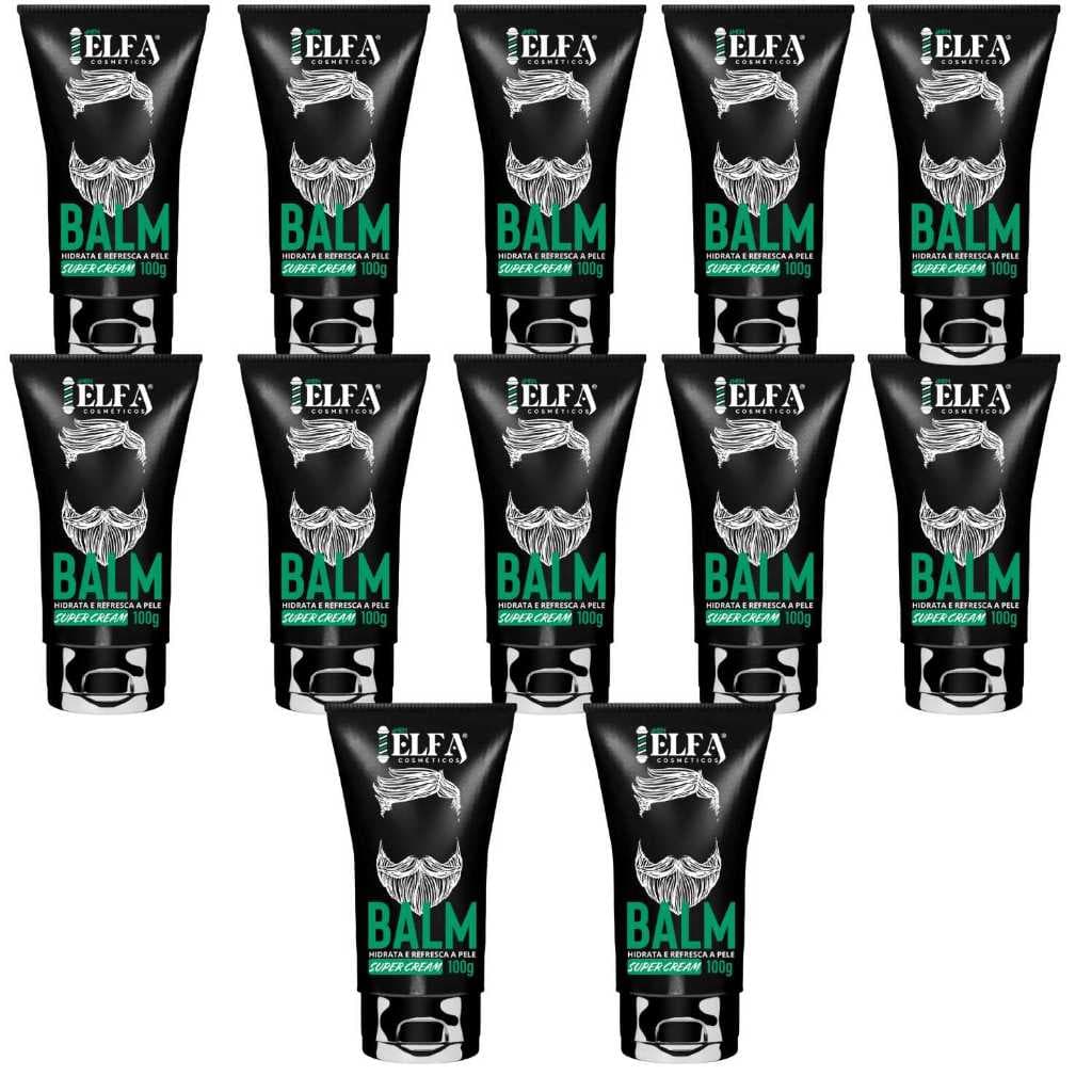 Kit 12 Balm Para Barba 100g - Elfa For Man - Barba Macia