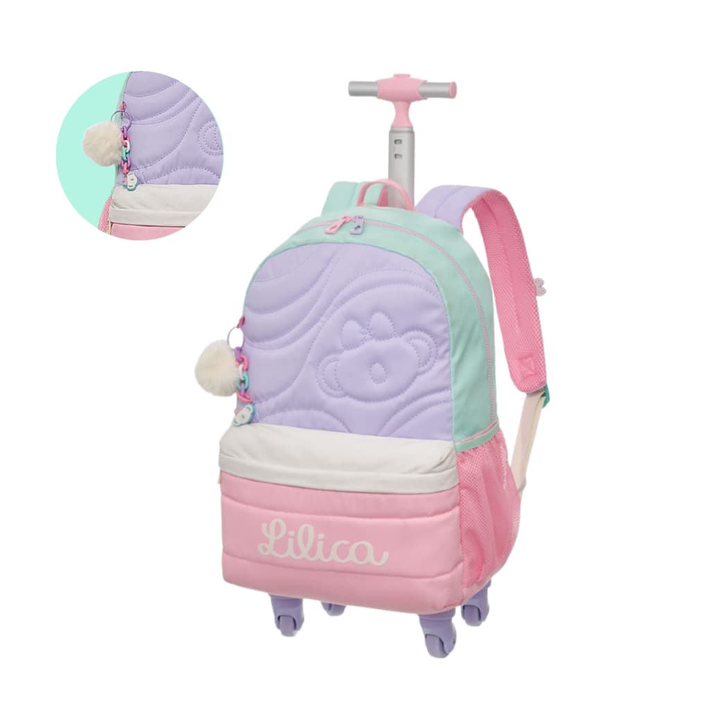 Mochila de Rodinhas Infantil 360º com Alças Lilica Ripilica Creamy
