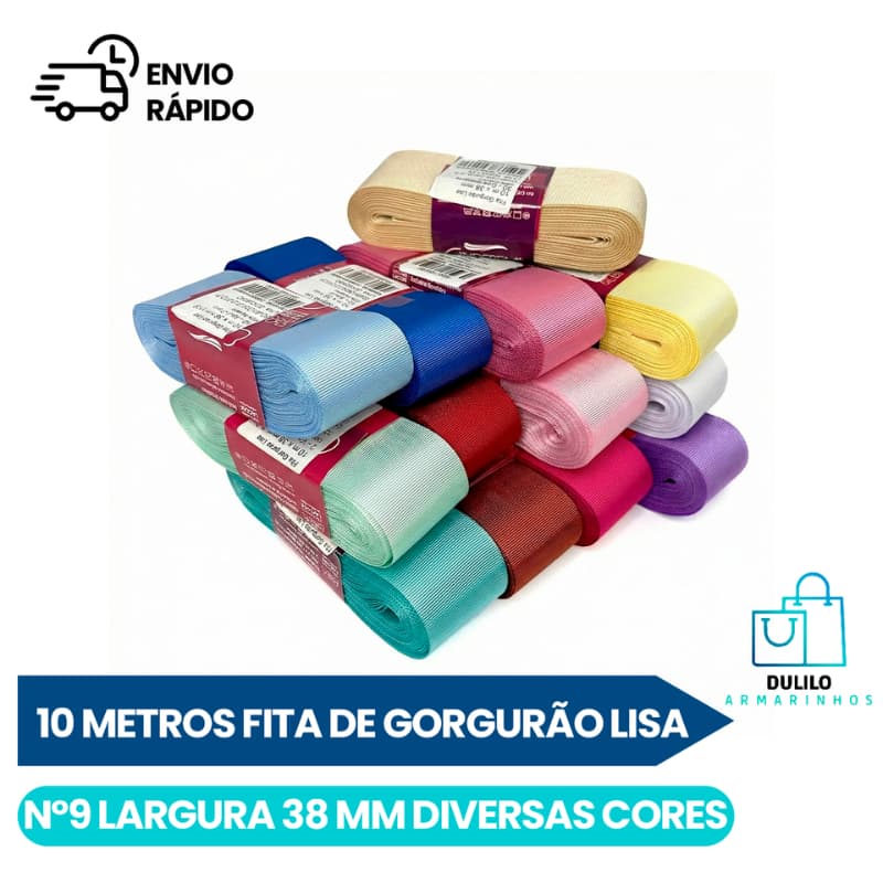 10 metros Fita de Gorgurão Lisa Nº9 Largura 38 mm Diversas Cores Fita Cinderela Material para Laços