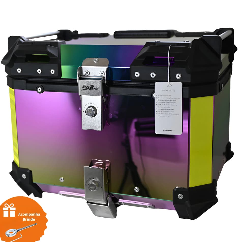 Baú Bauleto Moto Encosto Suporte Aluminio 45l C/forro E Base
