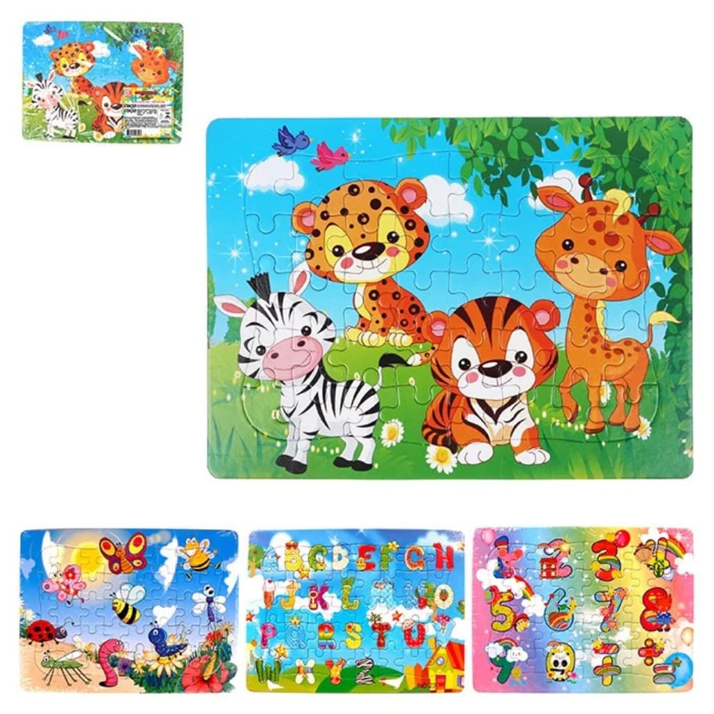 Quebra Cabeça Infantil 28x21cm Educativo Animais Letras Números