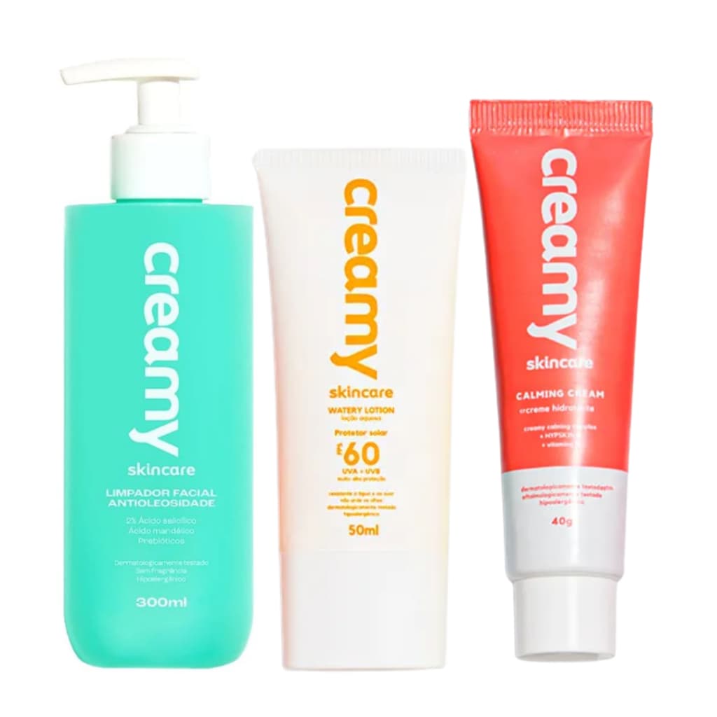 Kit Creamy Antioleosidade - Sabonete Antioleosidade + Protetor Solar Watery Lotion FPS60 + Calming Cream