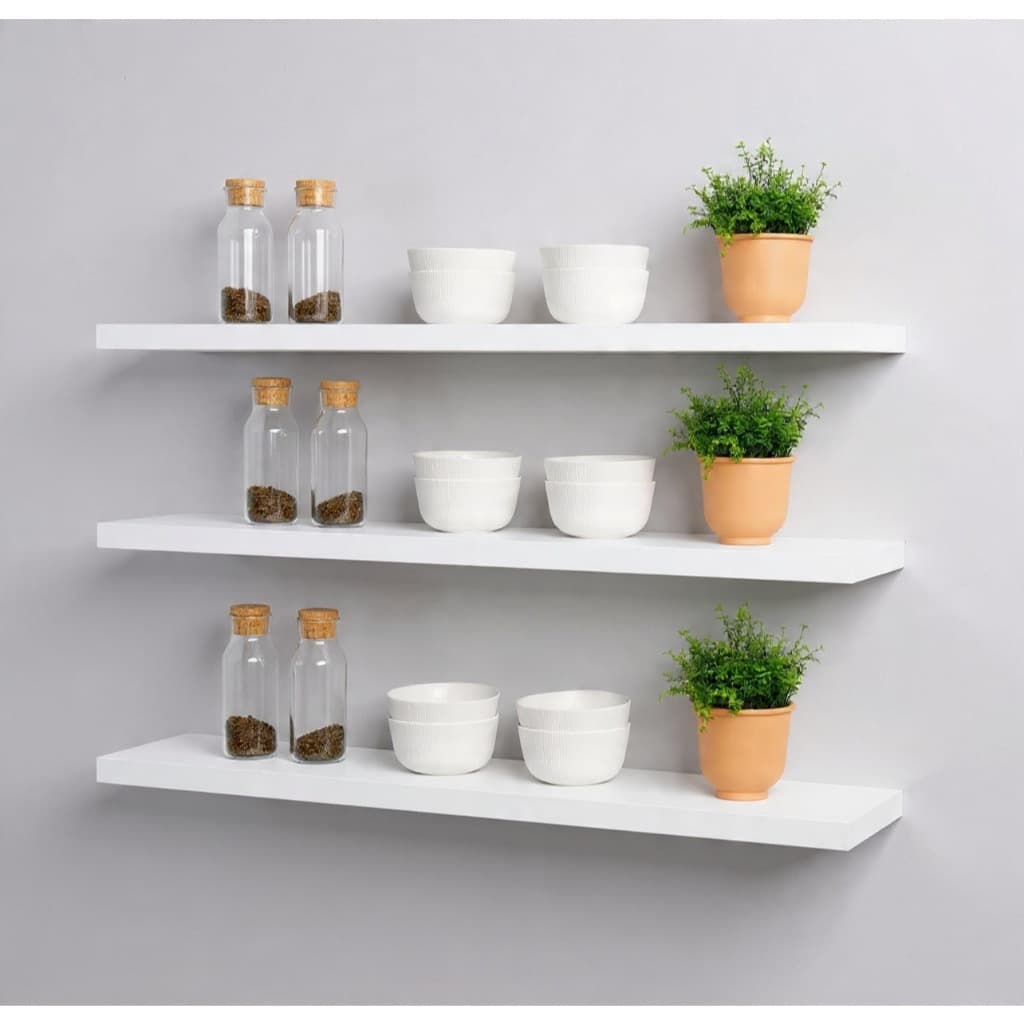 Kit 3 Prateleiras 60x15 Em MDF Branco Suporte Grátis Decoração Casa