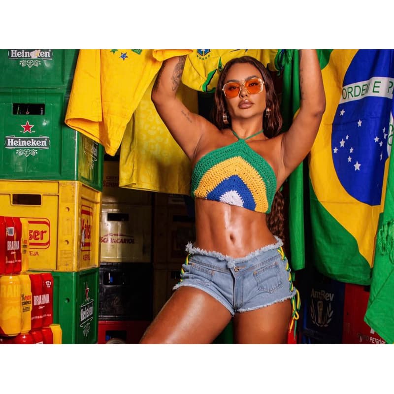 Top Cropped Frente Unica Crochê Brasil - Copa