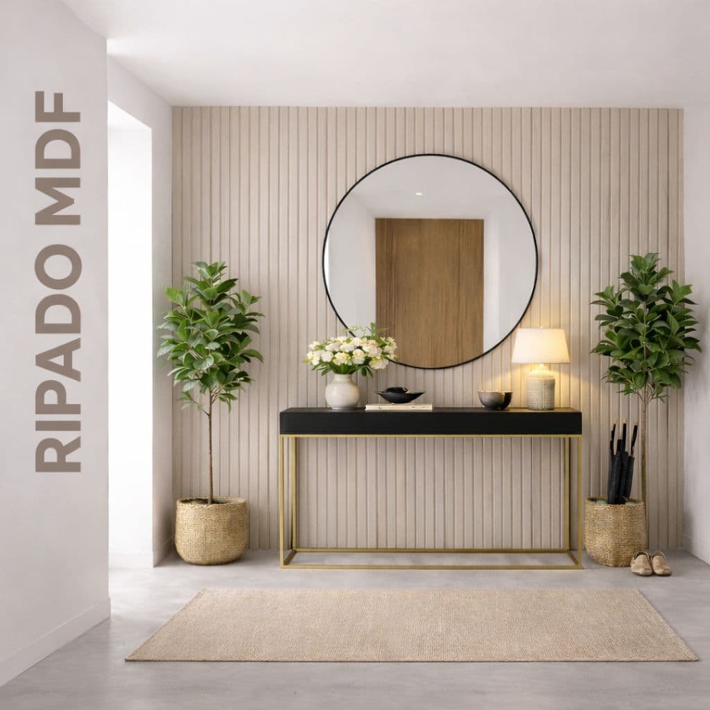 Kit 5 À 50 Placas Ripada Autocolante Madeira MDF Premium 45X10 Decorativo Escritório Quarto Sala Tv