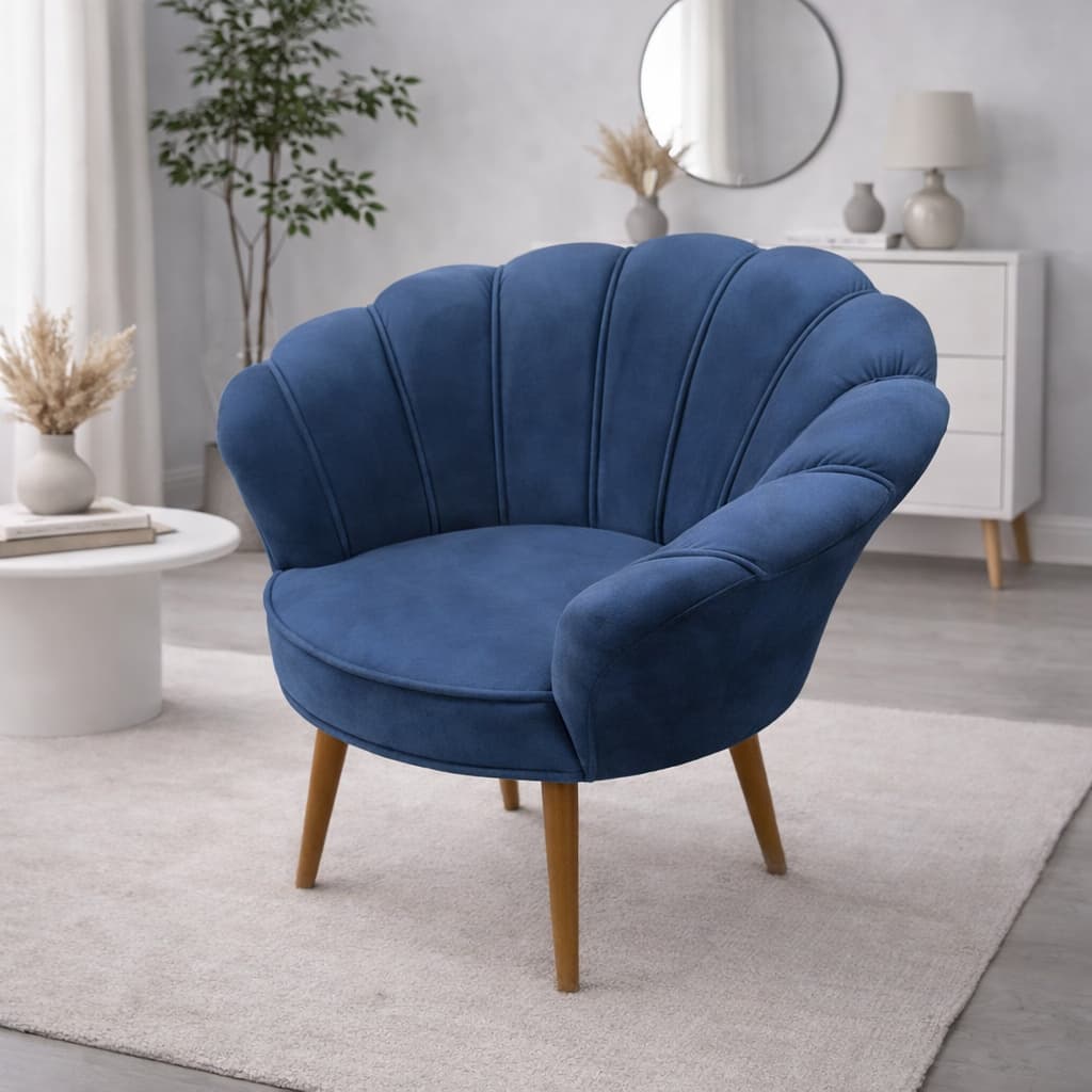 Poltrona Decorativa Pétala Veludo recepção Pés Palito