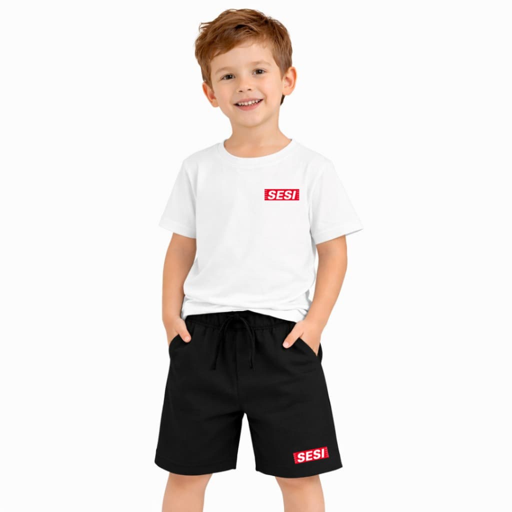 Kit Camiseta + Short Sesi Uniforme Escolar 100% Algodão Fio 30.1