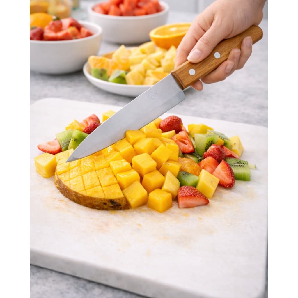 FACA DE COZINHA AÇO INOX COM CABO DE MADEIRA 6 POL 27,8 CM