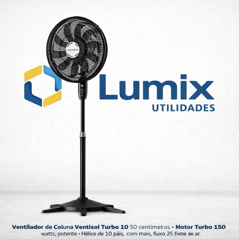 Ventilador de Coluna Ventisol Turbo 10P 50cm Preto/Cinza 127v