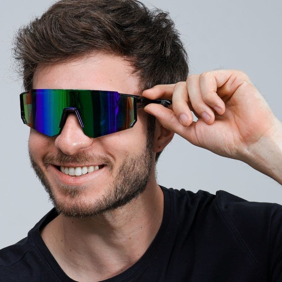 Oculos Grande Espelhado Masculino Elegante Fashion Prata Laranja Verde Seven Clássico