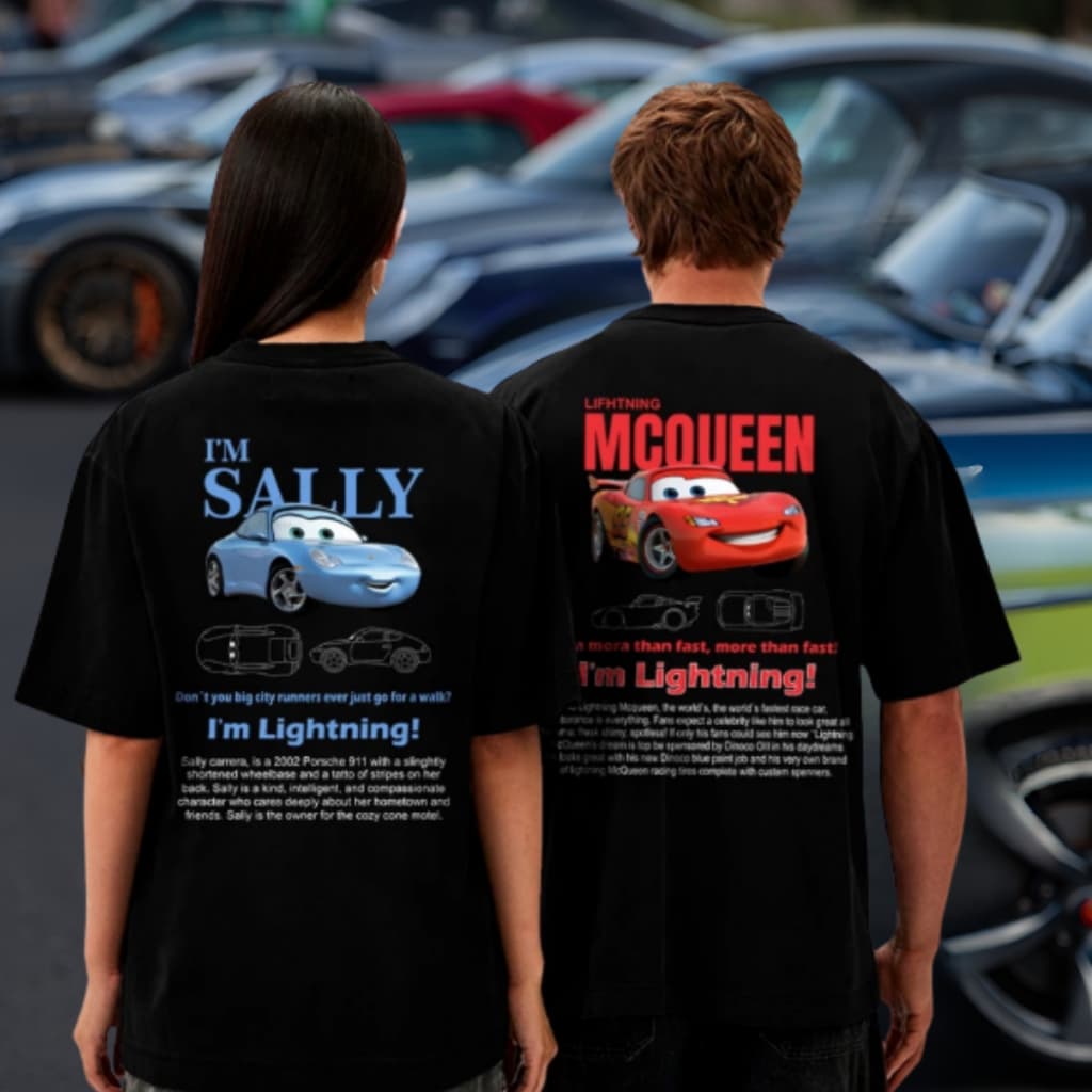 Kit Casal Relâmpago COUPLE MCQUEEN e SALLY Camisetas de Algodão Premium Unissex Streetwear