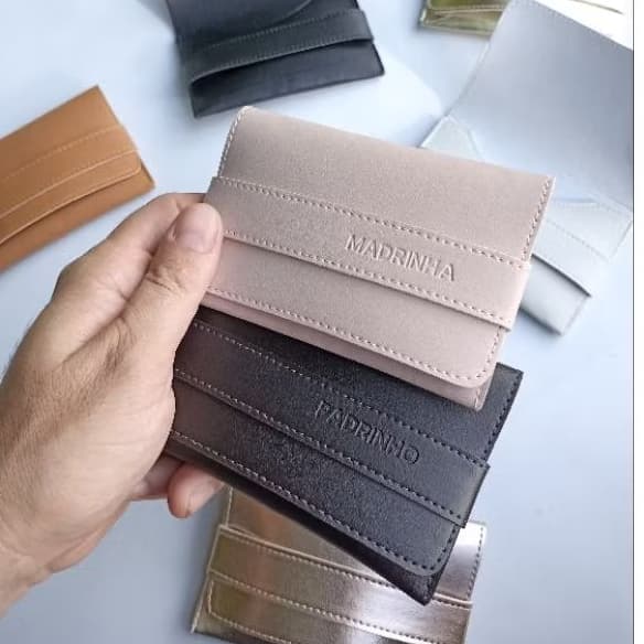 Lembrança para Padrinho Madrinha Personalizado Mimo Brinde Carteira Chaveiro Caixa Convite