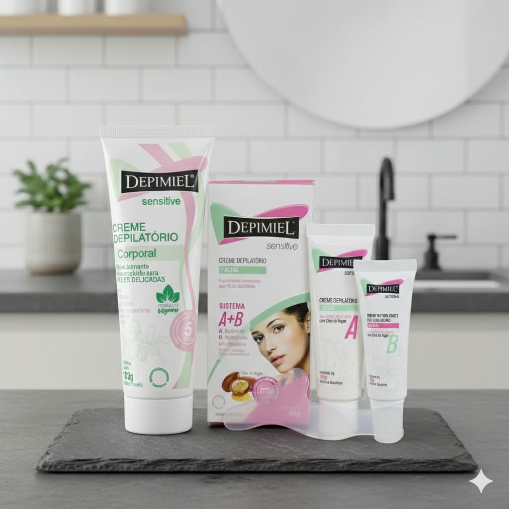 Kit Creme Depilatório Corporal Sensitive Argan 120g + Creme Depilatório Facial A+b - Depimiel 45g
