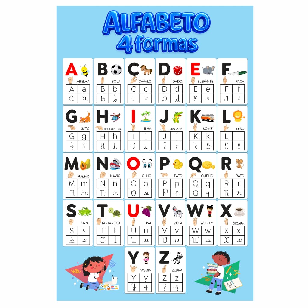Banner Alfabeto 4 formas Escolar Pedagógico