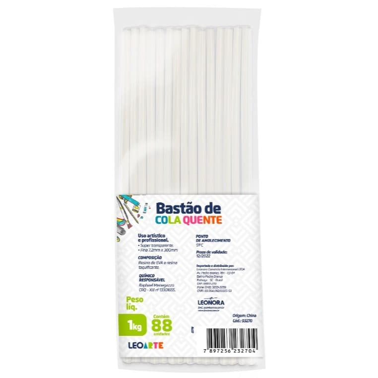 Cola Quente Bastão Silicone fina 1kg Leoarte