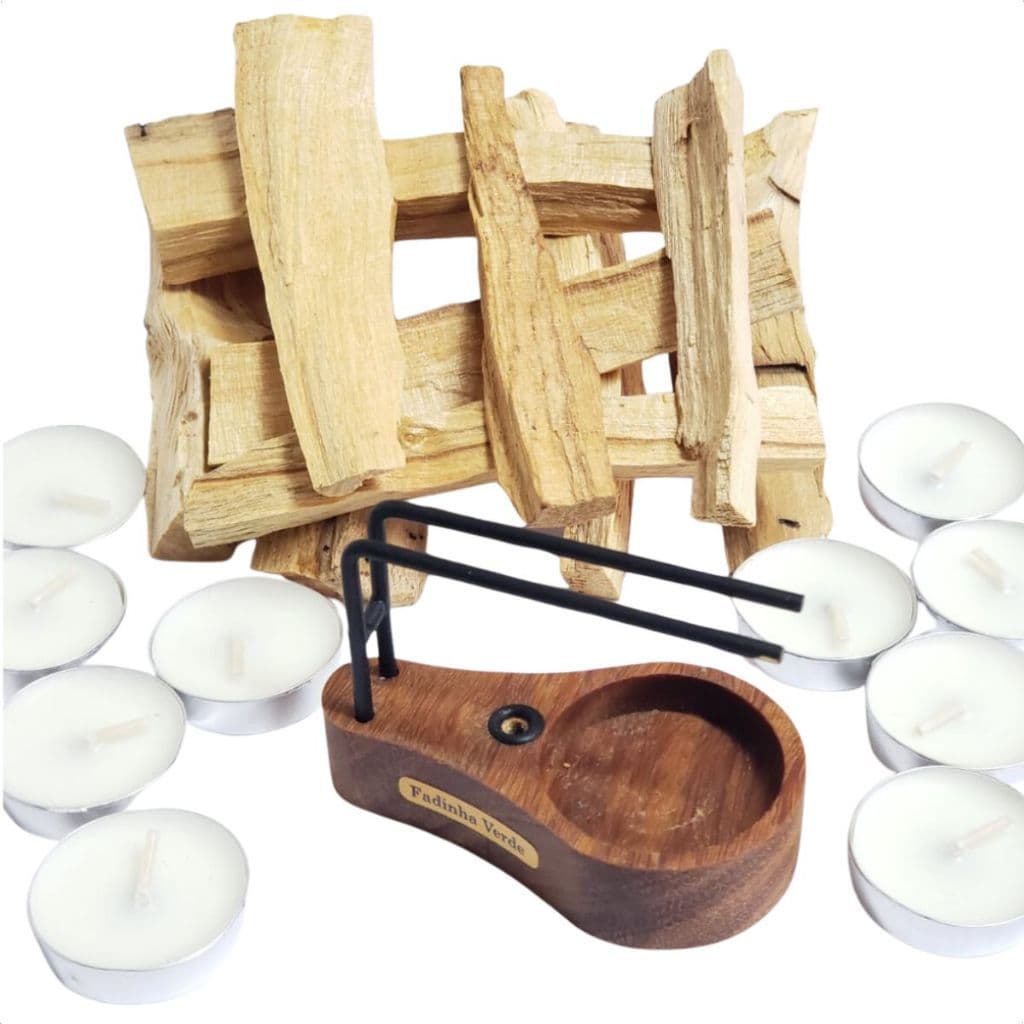 Incensário Queimador Porta Palo Santo 10 Velas 100 gramas de Pau Santo Qualidade Insuperável
