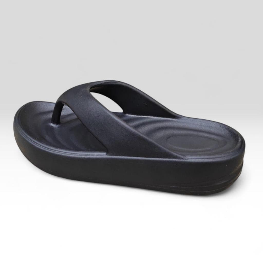 Chinelo Feminino Plataforma  Preto Anatômico Confortável Leve Casual Dia a Dia