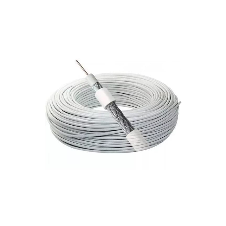 Cabo Coaxial Rg6 Branco 60% Bobina 100 Metros
