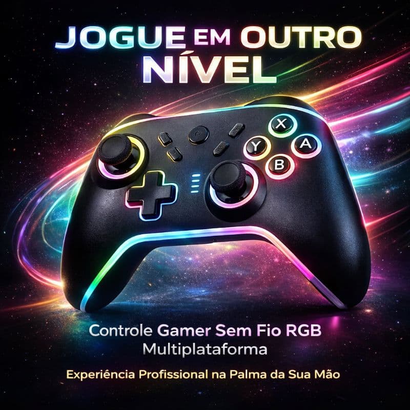 Controle Gamer Sem Fio Bluetooth 2.4G RGB Para Celular Android PC TV Box Notebook 400mAh Recarregável