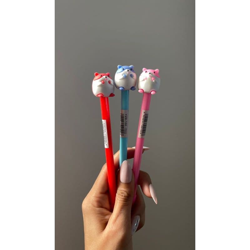 Caneta Divertida Hamster Kawaii – Papelaria Fofa Escrita Macia Gel Preta