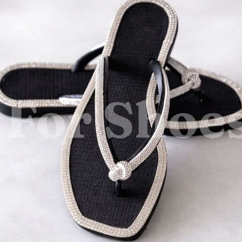 Rasteira Brilho Strass Luxo Flat Elegante Confortável - Envio Rapido